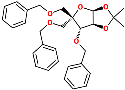 (image for) MC004543 β-D-threo-Pentofuranose, 1,2-O-(1-methylethylidene)-4-C-[(phenylmethoxy)methyl]-3,5-bis-O-(phenylmethyl)-